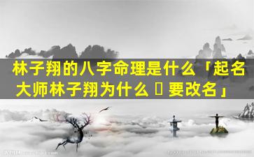 林子翔的八字命理是什么「起名大师林子翔为什么 ☘ 要改名」